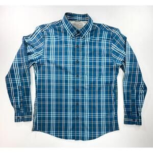 Eddie Bauer Classic Fit Plaid Oxford Button Up Mens Blue M